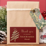 Personlig Tack för Shopping Business Red Rektangulärt Klistermärke<br><div class="desc">Tack för att du shoppar affärsmärket Personlig med guld glitter moderna Julgran för alla dina helgdag- eller hälsningskort på en underbar röd bakgrund. 100 % kundtillfredsställelse med "Zazzle" varje dag!</div>