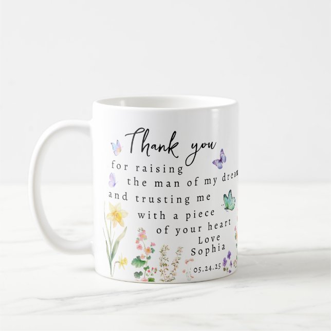 Personlig "Tack från" till Mor till Brudgum från B Kaffemugg (Vänster)