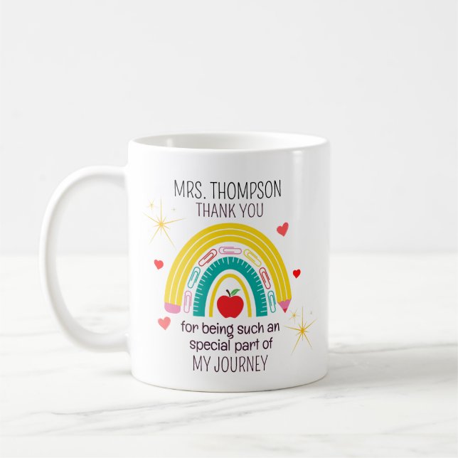Personlig Tack Lärare Kaffemugg (Vänster)
