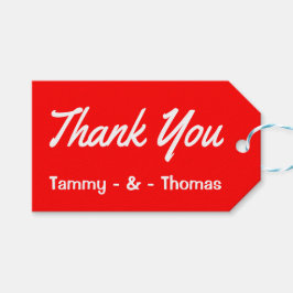 Personlig Tack Red and White Gift Märkres Presentetikett