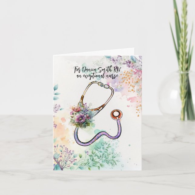Personlig Tack Sjuksköterska Blommigt för hälso -  Kort (Framsida)