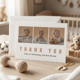 Personlig tackkort för baby shower med foto inbjudningar