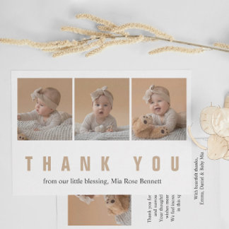 Personlig tackkort för baby shower med foto julkort