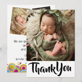 Personlig tackkort för baby shower med foto tack kort