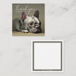 Personlig - tackkort med fransk-bulldog fyrkantigt visitkort