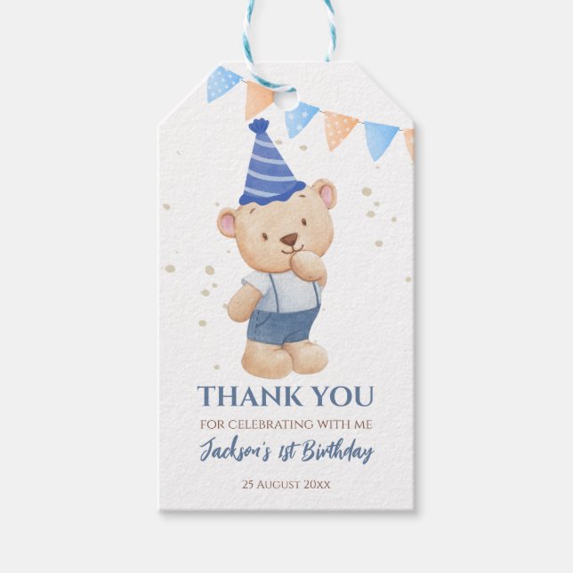 Personlig tacksamhet för pojkars födelsedag med te presentetikett (Framsidan)