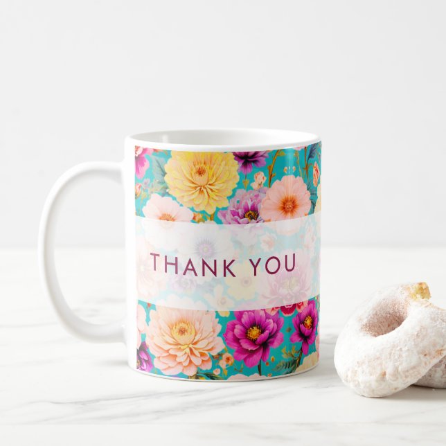 Personlig tacksamhets blomsterpresent kaffemugg (Med munk)