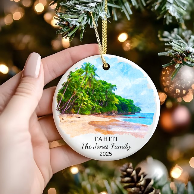 Personlig Tahiti Ornament, Fransk Polynesien Julgransprydnad Keramik (Skapare uppladdad)