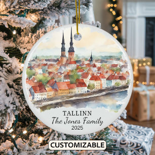 Personlig Tallinn Ornament, Estland Gift Julgransprydnad Keramik