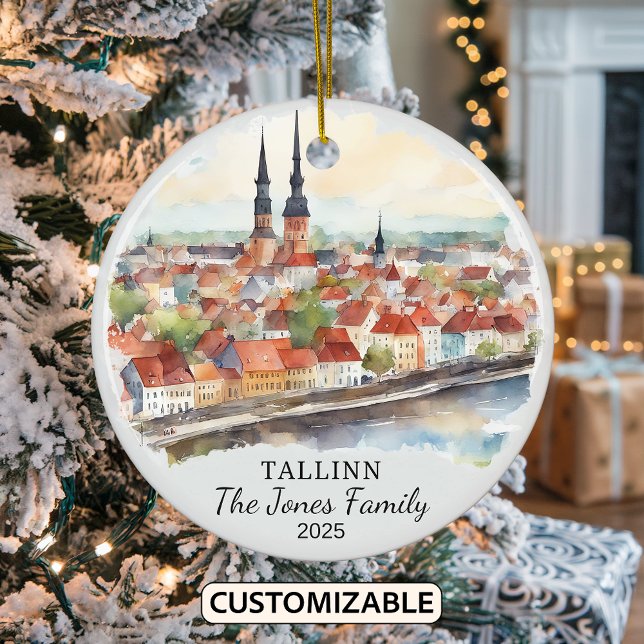 Personlig Tallinn Ornament, Estland Gift Julgransprydnad Keramik (Skapare uppladdad)