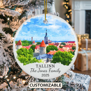 Personlig Tallinn Ornament, Estland Julgransprydnad Keramik