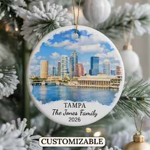 Personlig Tampa-ornament, Anpassad Florida Julgransprydnad Keramik