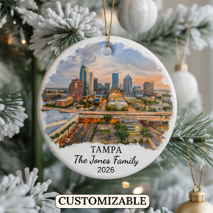 Personlig Tampa-ornament, Anpassad Florida Julgransprydnad Keramik