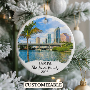 Personlig Tampa-ornament, Anpassad Florida Julgransprydnad Keramik