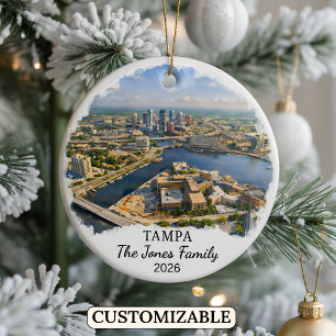 Personlig Tampa-ornament, Anpassad Florida Julgransprydnad Keramik
