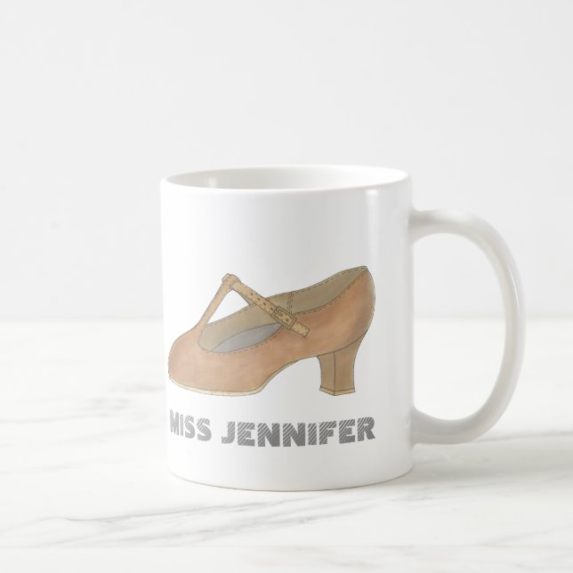 Personlig Tan Character Shoe Dance Teacher Gift Kaffemugg (Höger)