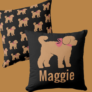 Personlig Tan Doodle på Black Pillow Kudde