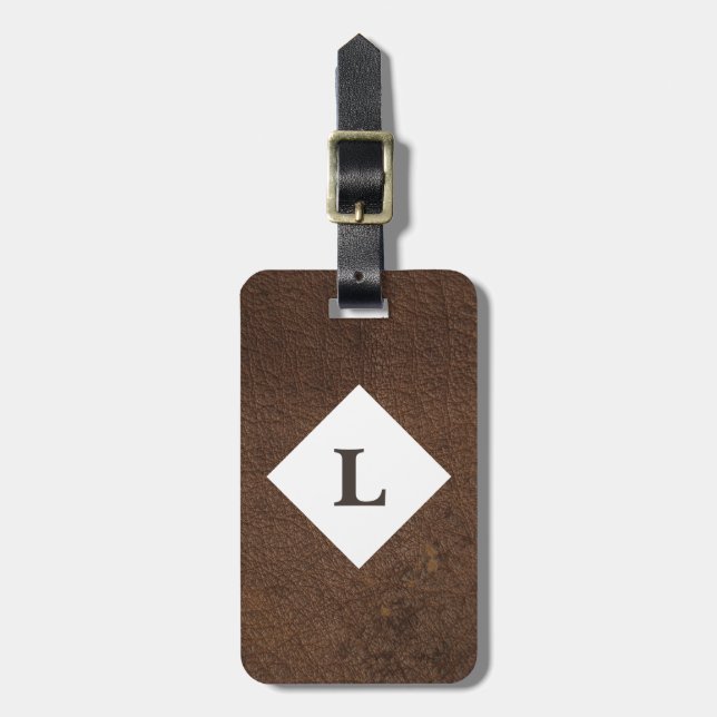 Personlig Tan Leather Skriv ut bagagemärkning Bagagebricka (Vertikal Framsida)