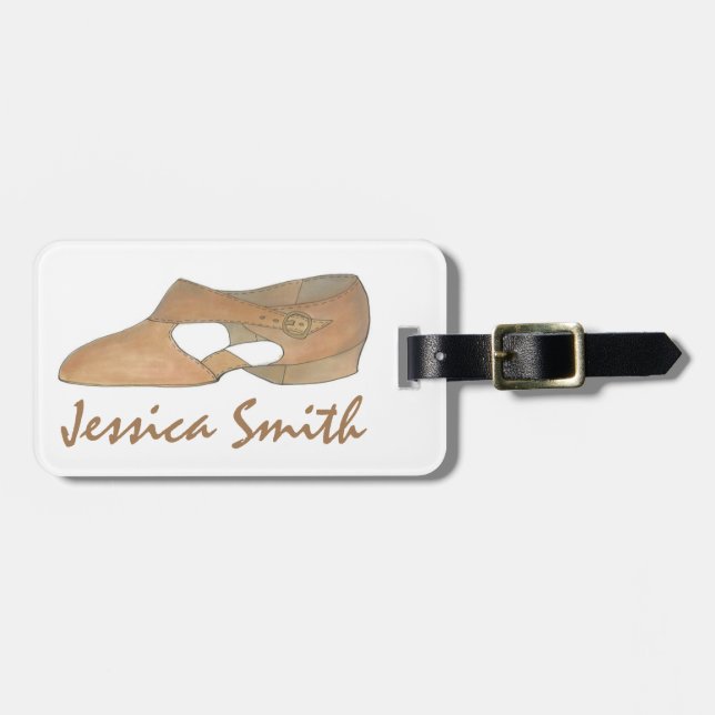 Personlig Tan Lyrical Modern Dance Teacher Shoe Bagagebricka (Horisontell Framsida)