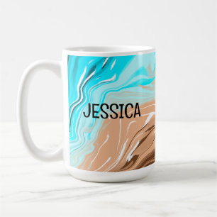 Personlig Tan till Blue Ombre Fluid Art Kaffemugg