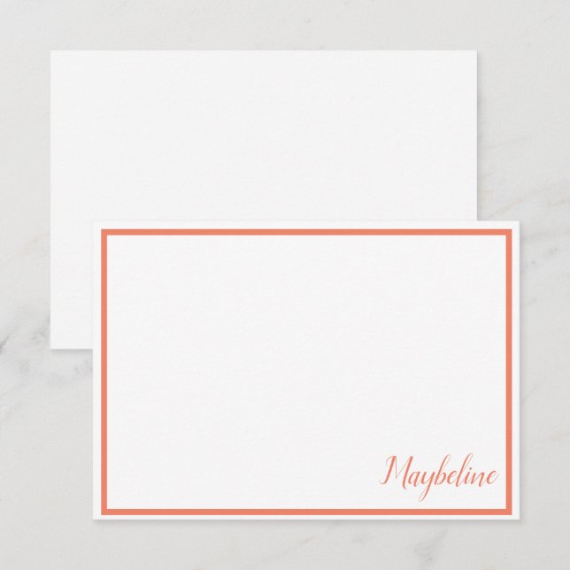 Personlig Tangerine och White Note Card Inbjudningar (Fram/baksida)