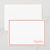 Personlig Tangerine och White Note Card