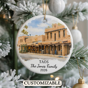 Personlig Taos-ornament, anpassad New Mexico Julgransprydnad Keramik