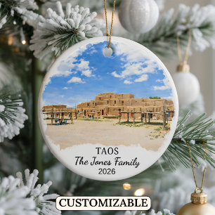 Personlig Taos-ornament, Skräddarsydd New Mexico Julgransprydnad Keramik