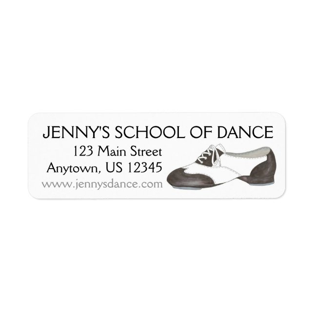 Personlig Tap Shoe Dance Studio School Dancer Returadress Etikett (Framsidan)
