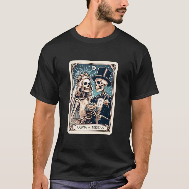 Personlig Tarot Theme Bröllop Newlyweds Black T Shirt (Framsida)