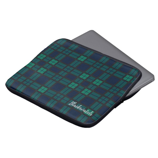 Personlig Tartan Klan Black Watch Play Anpassnings Laptop Fodral (Framsida topp)
