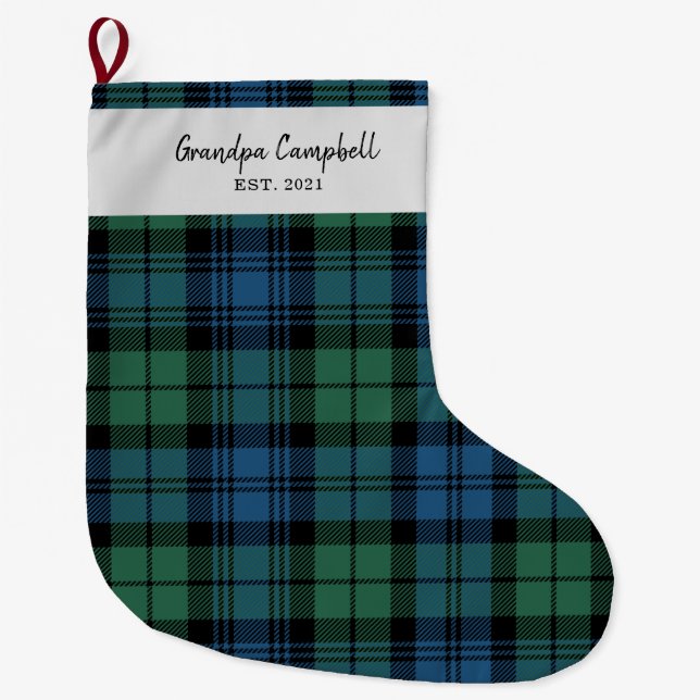 Personlig Tartan Klan Campbell Play Grandpa Stor Julstrumpa (Framsidan)