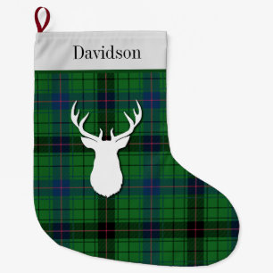 Personlig Tartan Klan Davidson Grönt Play Stor Julstrumpa