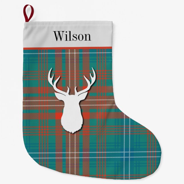 Personlig Tartan Klan Wilson Play Stor Julstrumpa (Framsidan)