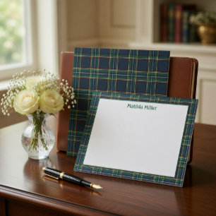Personlig Tartan Notkort med Rutmönstrad Bakgrund Anteckningskort