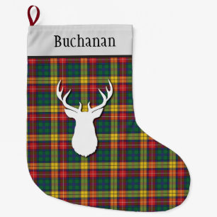 Personlig Tartan Red Gult Plade Klan Buchanan Stor Julstrumpa