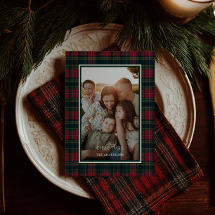 Personlig Tartan-rutig anpassad familjenamn Foto Julkort