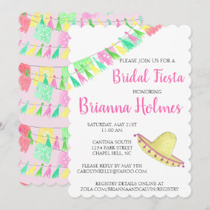 Personlig Tassel Papel Picado Rosa Grön Fiesta Inbjudningar