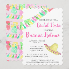 Personlig Tassel Papel Picado Rosa Grönt Fiesta Inbjudningar