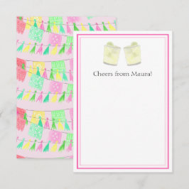 Personlig Tassel Papel Picado Rosa Grönt Fiesta Tack Kort