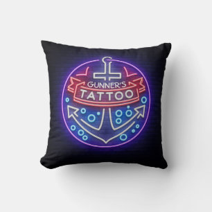Personlig Tatto Shop Nautical Neon Sign Stil Kudde