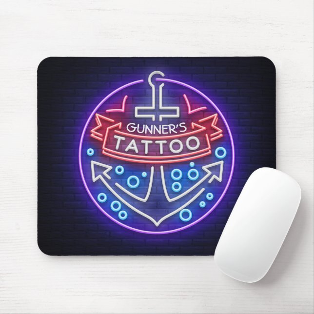 Personlig Tatto Shop Nautical Neon Sign Stil Musmatta (Med mus)