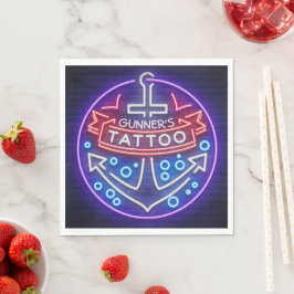 Personlig Tatto Shop Nautical Neon Sign Stil Pappersservett
