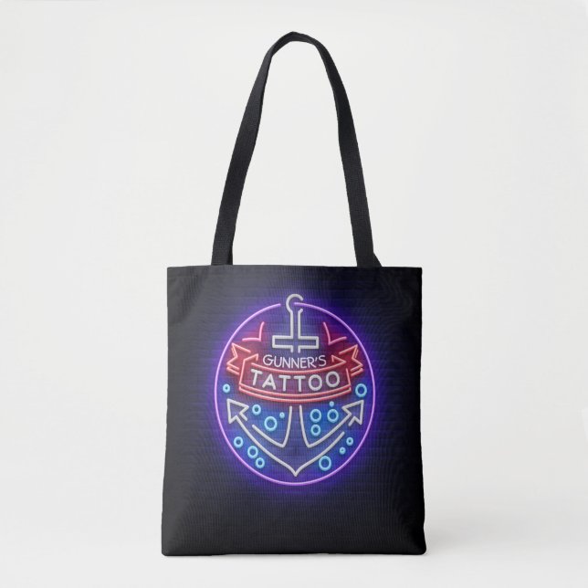 Personlig Tatto Shop Nautical Neon Sign Stil Tygkasse (Framsida)