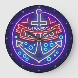 Personlig Tatto Shop Nautical Neon Stil Stor Klocka
