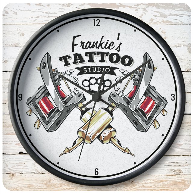 Personlig Tattoo Artist Old school Maskin Shop Stor Klocka (Skapare uppladdad)