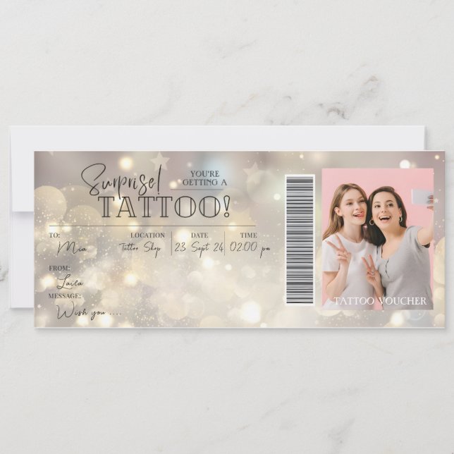 Personlig Tattoo Födelsedagspresent Kort Voucher (Framsida)