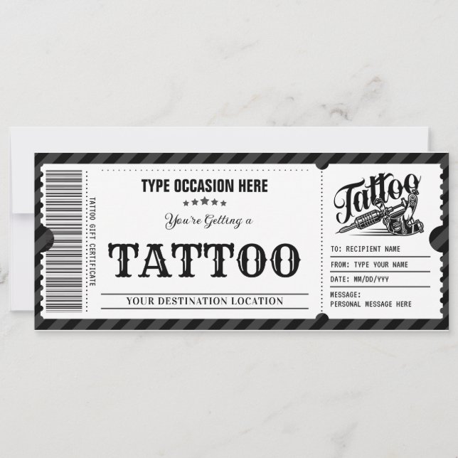 Personlig tatuering Få tatuering presentkort kupon Inbjudningar (Framsida)