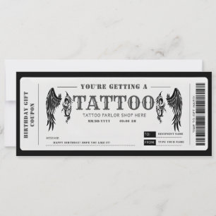 Personlig tatuering voucherticket inbjudningar