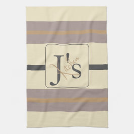 Personlig Taupe Guldrand Modern Neutral Chic Kökshandduk